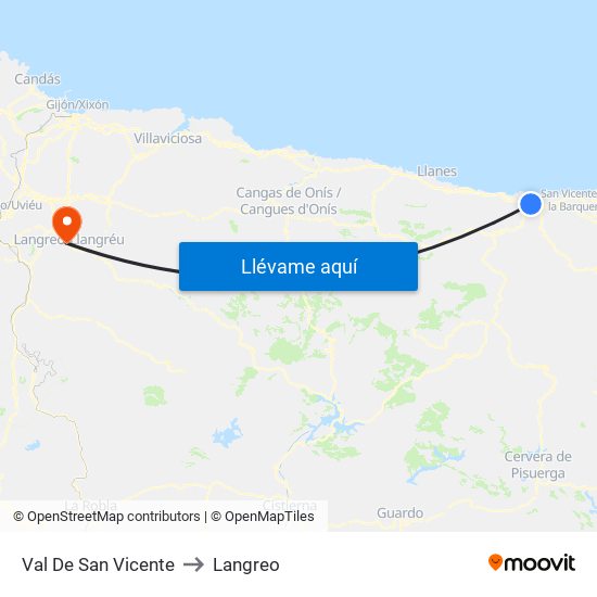 Val De San Vicente to Langreo map