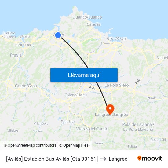 [Avilés]  Estación Bus Avilés [Cta 00161] to Langreo map