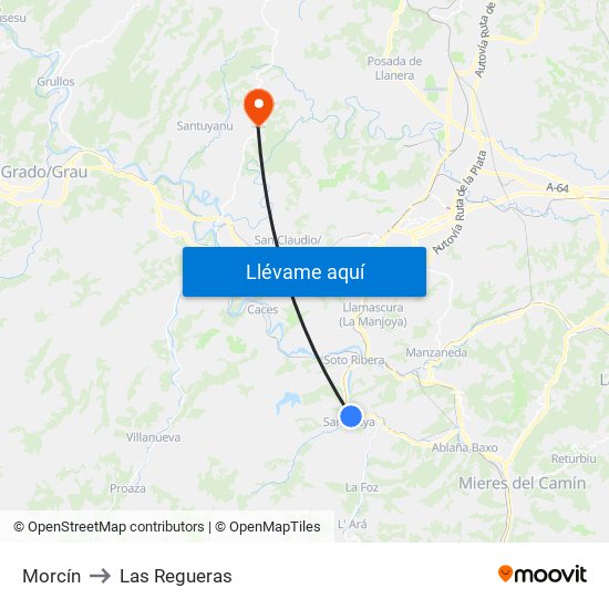 Morcín to Las Regueras map