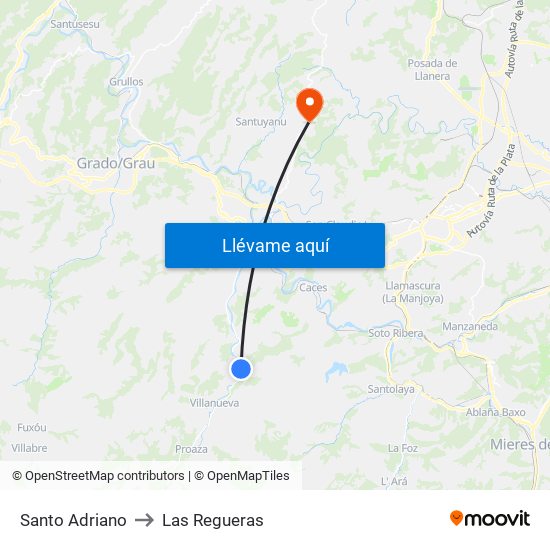 Santo Adriano to Las Regueras map