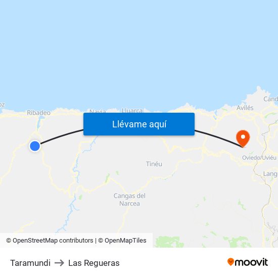 Taramundi to Las Regueras map