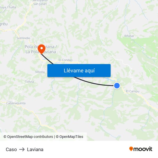 Caso to Laviana map
