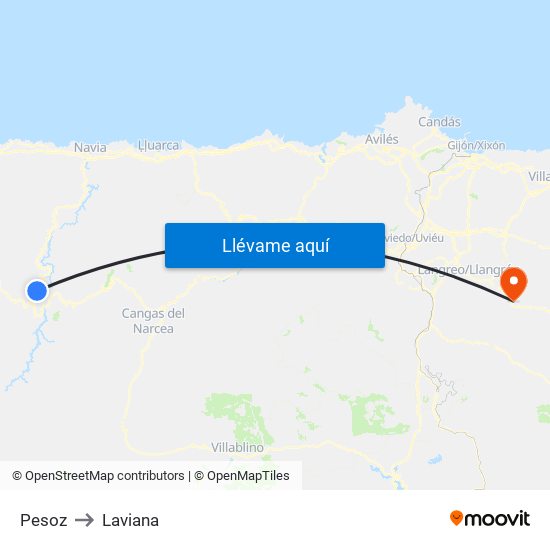 Pesoz to Laviana map