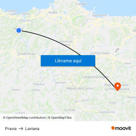 Pravia to Laviana map