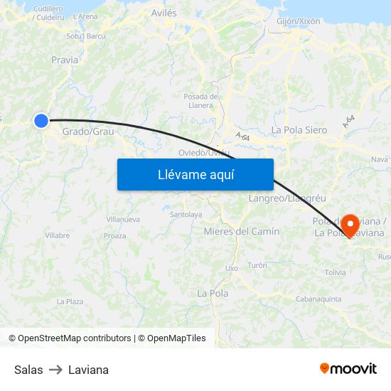 Salas to Laviana map