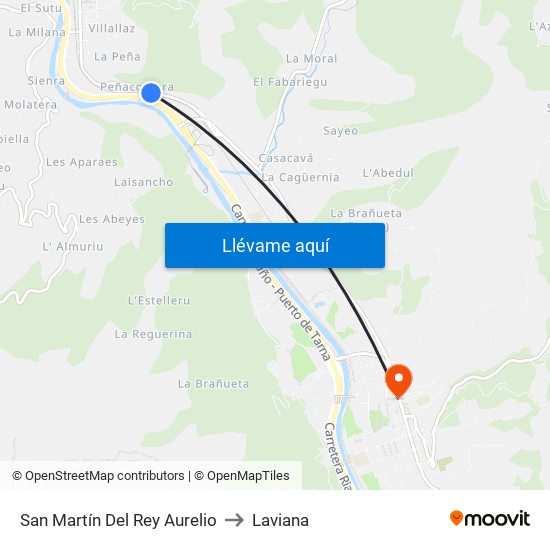 San Martín Del Rey Aurelio to Laviana map