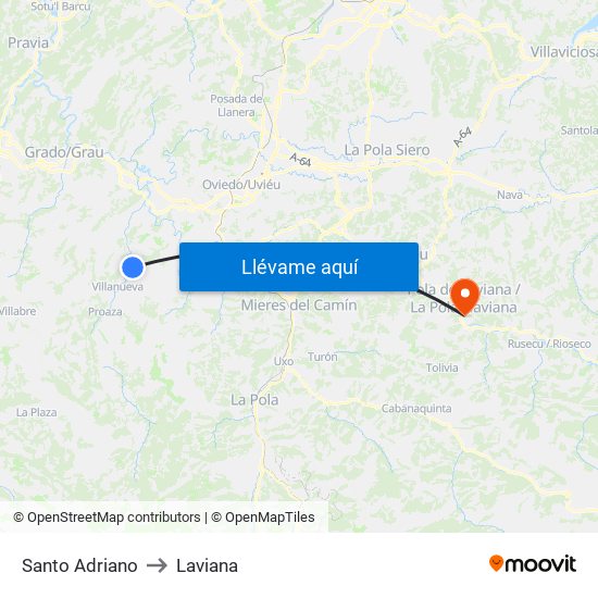 Santo Adriano to Laviana map