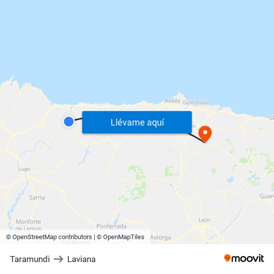 Taramundi to Laviana map