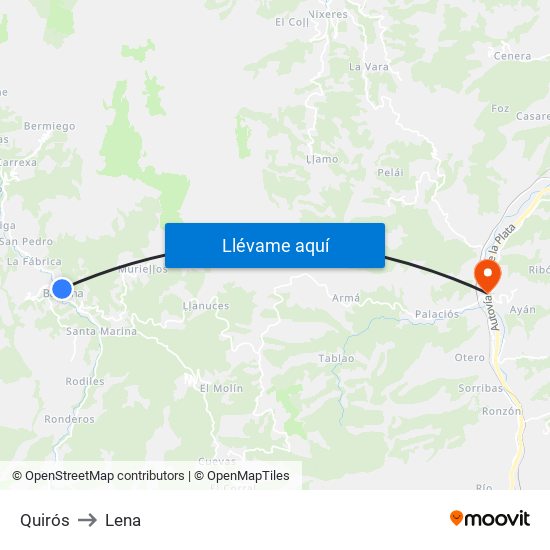 Quirós to Lena map
