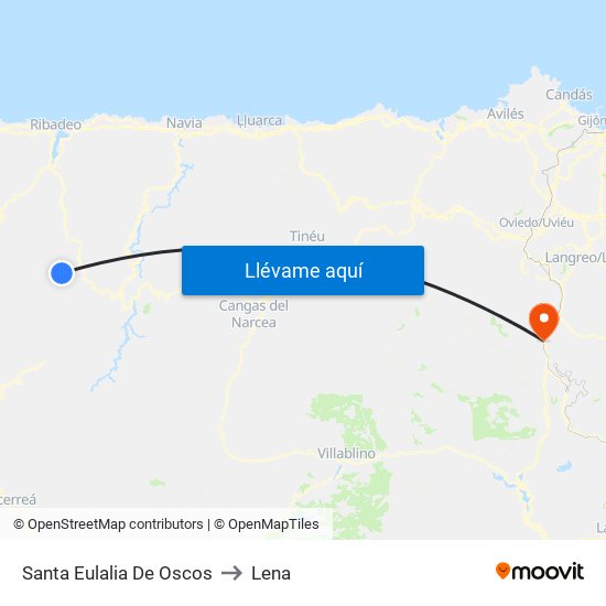 Santa Eulalia De Oscos to Lena map