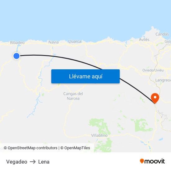 Vegadeo to Lena map