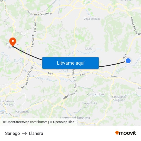 Sariego to Llanera map