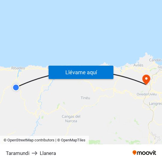 Taramundi to Llanera map