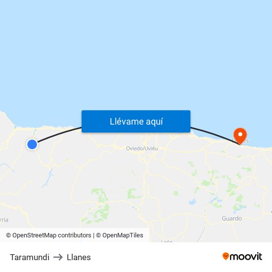 Taramundi to Llanes map