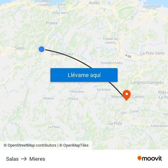 Salas to Mieres map