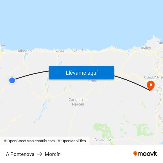 A Pontenova to Morcín map