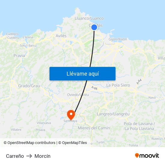 Carreño to Morcín map