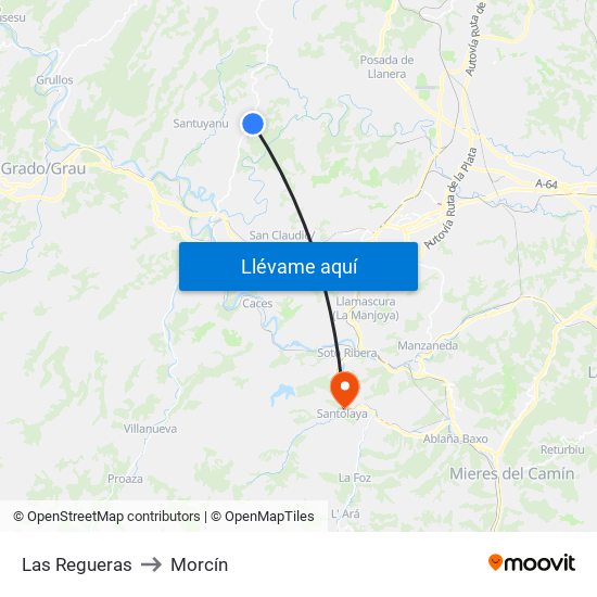 Las Regueras to Morcín map