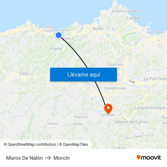 Muros De Nalón to Morcín map