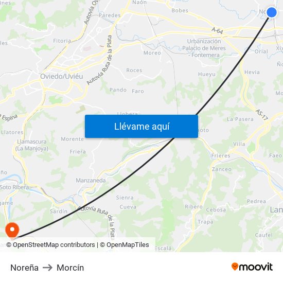 Noreña to Morcín map