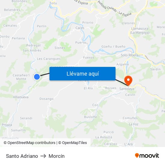 Santo Adriano to Morcín map
