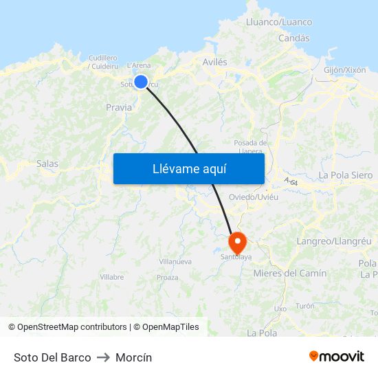 Soto Del Barco to Morcín map