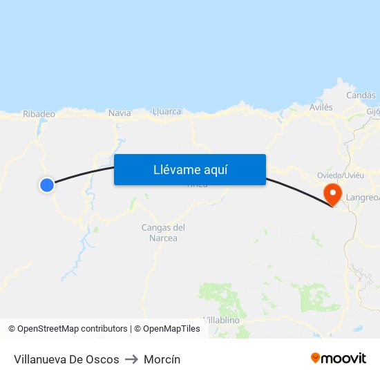 Villanueva De Oscos to Morcín map
