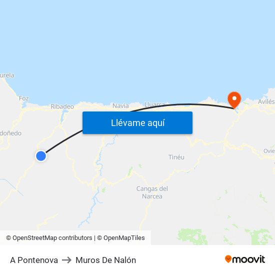 A Pontenova to Muros De Nalón map