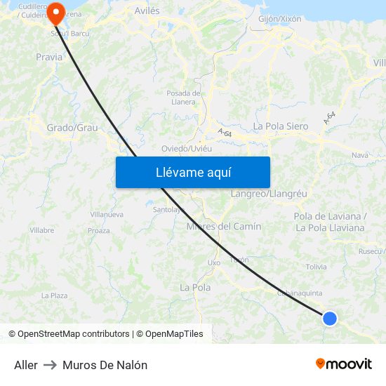 Aller to Muros De Nalón map