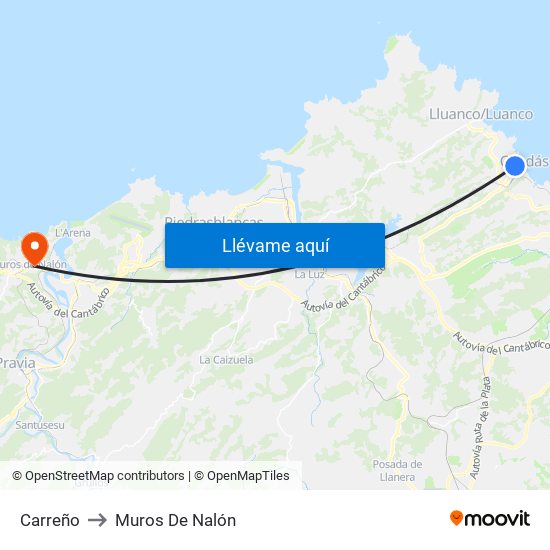 Carreño to Muros De Nalón map