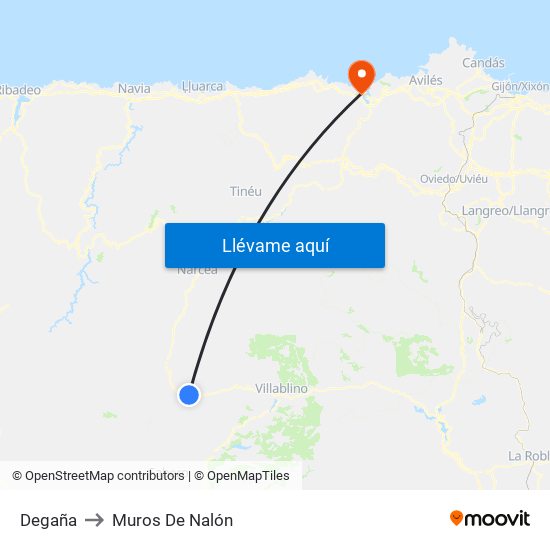 Degaña to Muros De Nalón map