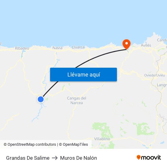 Grandas De Salime to Muros De Nalón map