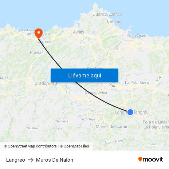 Langreo to Muros De Nalón map