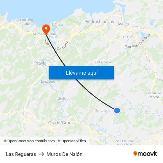 Las Regueras to Muros De Nalón map