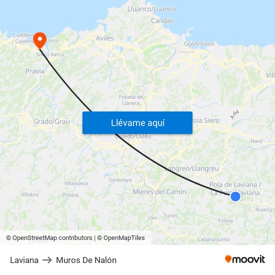 Laviana to Muros De Nalón map