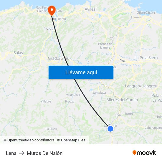 Lena to Muros De Nalón map