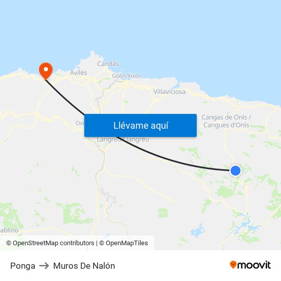 Ponga to Muros De Nalón map