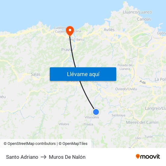 Santo Adriano to Muros De Nalón map