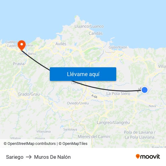 Sariego to Muros De Nalón map