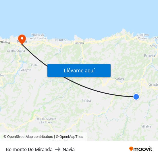 Belmonte De Miranda to Navia map