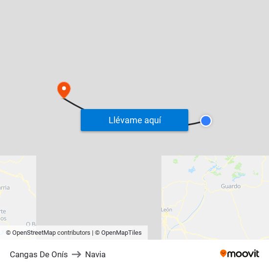 Cangas De Onís to Navia map