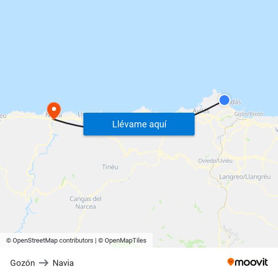 Gozón to Navia map