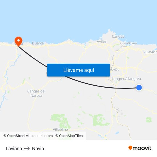 Laviana to Navia map