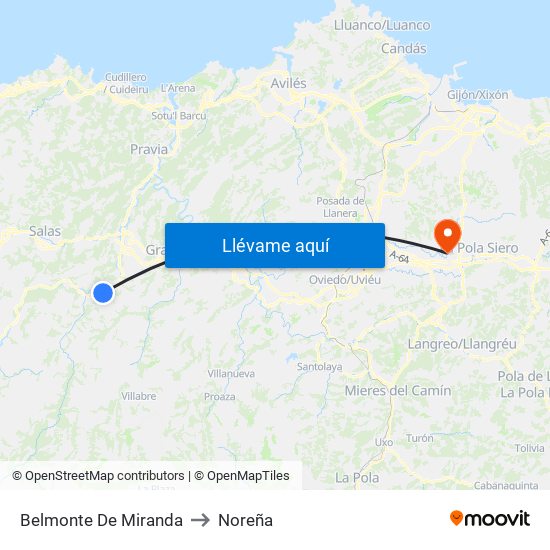 Belmonte De Miranda to Noreña map