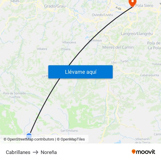 Cabrillanes to Noreña map