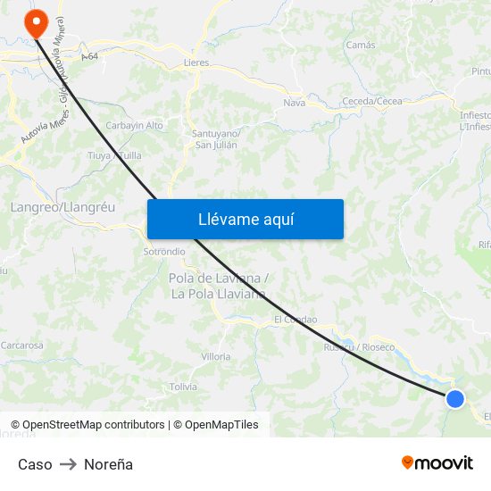 Caso to Noreña map