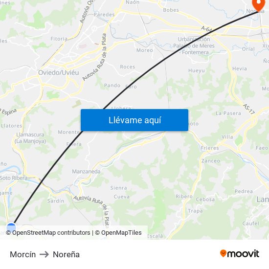 Morcín to Noreña map