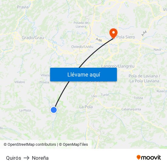 Quirós to Noreña map