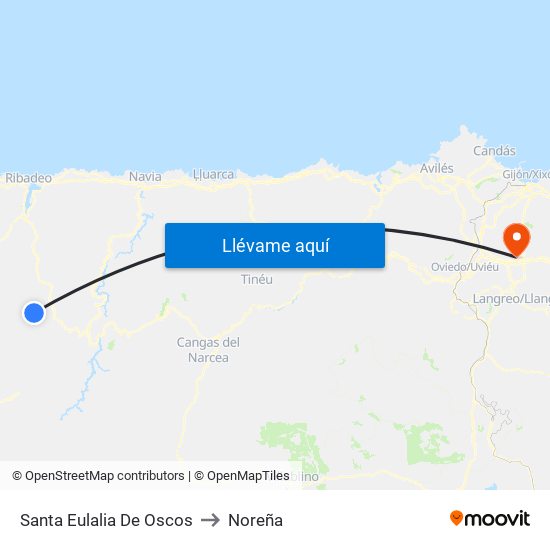 Santa Eulalia De Oscos to Noreña map