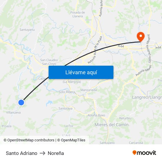 Santo Adriano to Noreña map